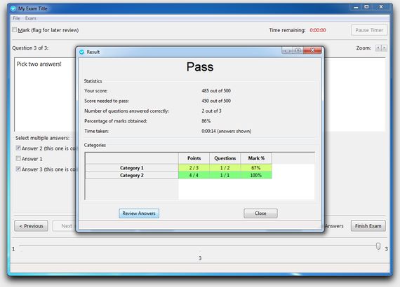 FreeExam Results (Windows 7)